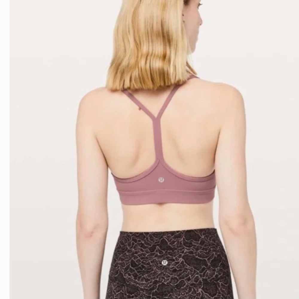 Lululemon Flow Y Bra Nulu Material With Racerback Mauve Pink Size 4 - Picture 2 of 9